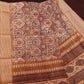 Wheat Colour All Over Print Semi Chanderi Saree By Gayathri Reddy Designer Studio | Swadesiicart
