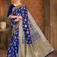Vardha Navy Blue Woven Banarasi Saree | Swadesiicart