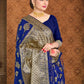 Vardha Navy Blue Woven Banarasi Saree | Swadesiicart