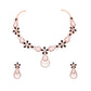 Tehzeeb Creations Rose Gold-Polished Black Colour Necklace With Stud - Swadesiicart
