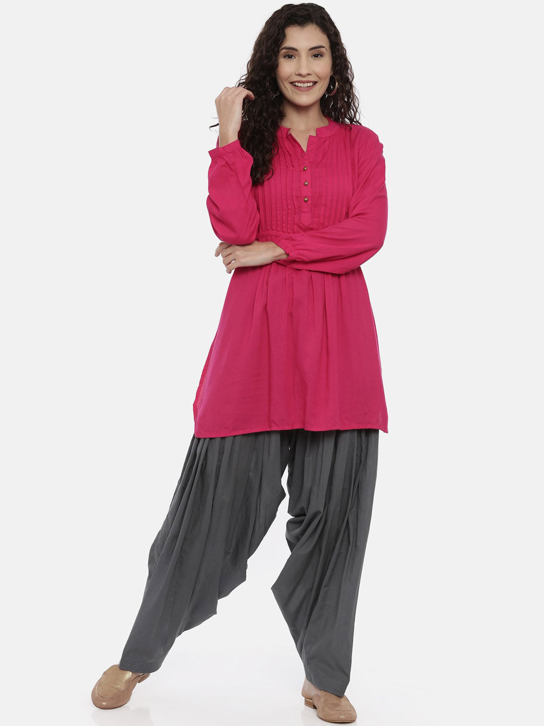 Souchii Women Grey Solid Loose-Fit Patiala - Swadesiicart