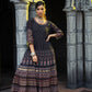 Juniper Black Georgette Festive Printed Flared Anarkali Kurta For Women | Swadesiicart
