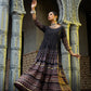 Juniper Black Georgette Festive Printed Flared Anarkali Kurta For Women | Swadesiicart