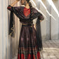 Juniper Black Dull Satin Festive Printed Crop Choli-Skirt Dupatta For Women | Swadesiicart
