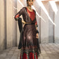 Juniper Black Dull Satin Festive Printed Crop Choli-Skirt Dupatta For Women | Swadesiicart
