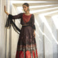Juniper Black Dull Satin Festive Printed Crop Choli-Skirt Dupatta For Women | Swadesiicart
