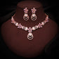 Tehzeeb Creations Rose Gold-Polished Lavender Colour Necklace With Stud - Swadesiicart