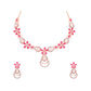 Tehzeeb Creations Rose Gold-Polished Pink Colour Necklace With Stud - Swadesiicart