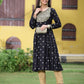 Juniper Women Black Rayon Festive Foil Printed Anarkali Flared Anarkali Kurta | Swadesiicart