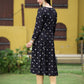 Juniper Women Black Rayon Festive Foil Printed Anarkali Flared Anarkali Kurta | Swadesiicart