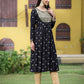 Juniper Women Black Rayon Festive Foil Printed Anarkali Flared Anarkali Kurta | Swadesiicart