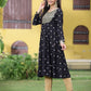 Juniper Women Black Rayon Festive Foil Printed Anarkali Flared Anarkali Kurta | Swadesiicart