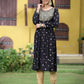 Juniper Women Black Rayon Festive Foil Printed Anarkali Flared Anarkali Kurta | Swadesiicart