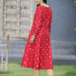 Juniper Women Red Rayon Festive Foil Printed Anarkali Flared Anarkali Kurta | Swadesiicart
