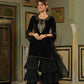 Juniper Black Velvet Festive Solid Straight Skd For Women | Swadesiicart