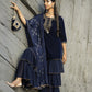 Juniper Blue Velvet Festive Solid Straight kurta Sharara Set For Women | Swadesiicart