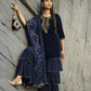 Juniper Blue Velvet Festive Solid Straight kurta Sharara Set For Women | Swadesiicart
