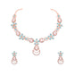 Tehzeeb Creations Rose Gold-Polished Sky Blue Colour Necklace With Stud - Swadesiicart