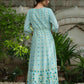 Juniper Sky Blue Georgette Festive Printed Flared Maxi For Women | Swadesiicart