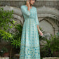 Juniper Sky Blue Georgette Festive Printed Flared Maxi For Women | Swadesiicart