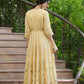 Juniper Light Yellow Georgette Festive Printed Flared Maxi For Women | Swadesiicart