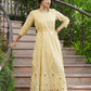 Juniper Light Yellow Georgette Festive Printed Flared Maxi For Women | Swadesiicart