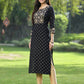 Juniper Black Rayon Festive Wear Embroidered Flared Kurta | Swadesiicart