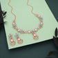 Tehzeeb Creations Rose Gold-Polished Sky Blue Colour Necklace With Stud - Swadesiicart