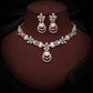 Tehzeeb Creations Rose Gold-Polished Sky Blue Colour Necklace With Stud - Swadesiicart
