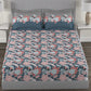 MYTRIDENT Blue Green Floral Cotton 144 TC Queen Bedsheet With 2 Pillow Covers - Swadesiicart