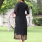 Juniper Women Black Chanderi Festive Embroidered + Printed Straight/Flared Kurta | Swadesiicart