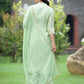 Juniper Mint Green Chanderi Festive Embroidered Polka Dot Printed A-line Kurta Set | Swadesiicart