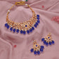 Tehzeeb Creations Gold-Polished Blue Colour Necklace With Stud - Swadesiicart