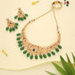 Tehzeeb Creations Gold-Polished Green Colour Necklace With Stud - Swadesiicart