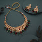 Tehzeeb Creations Gold-Polished Maroon Colour Necklace With Stud - Swadesiicart
