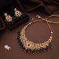 Tehzeeb Creations Gold-Polished Maroon Colour Necklace With Stud - Swadesiicart
