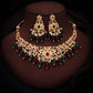 Tehzeeb Creations Gold-Polished Maroon Colour Necklace With Stud - Swadesiicart