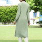 Juniper Women Women's Acrylyc Viscose Jaquard Knit Green Printed Straight Festive Kurta | Swadesiicart