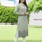 Juniper Women Women's Acrylyc Viscose Jaquard Knit Green Printed Straight Festive Kurta | Swadesiicart