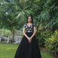 Jyoti Fashion Women's Black Sequins Embroidered Faux Georgette Anarkali Dress | Swadesiicart
