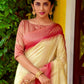 Vishnu Weaves Women's Beige South Silk Zari Woven Saree with Unstitched Blouse - Swadesiicart