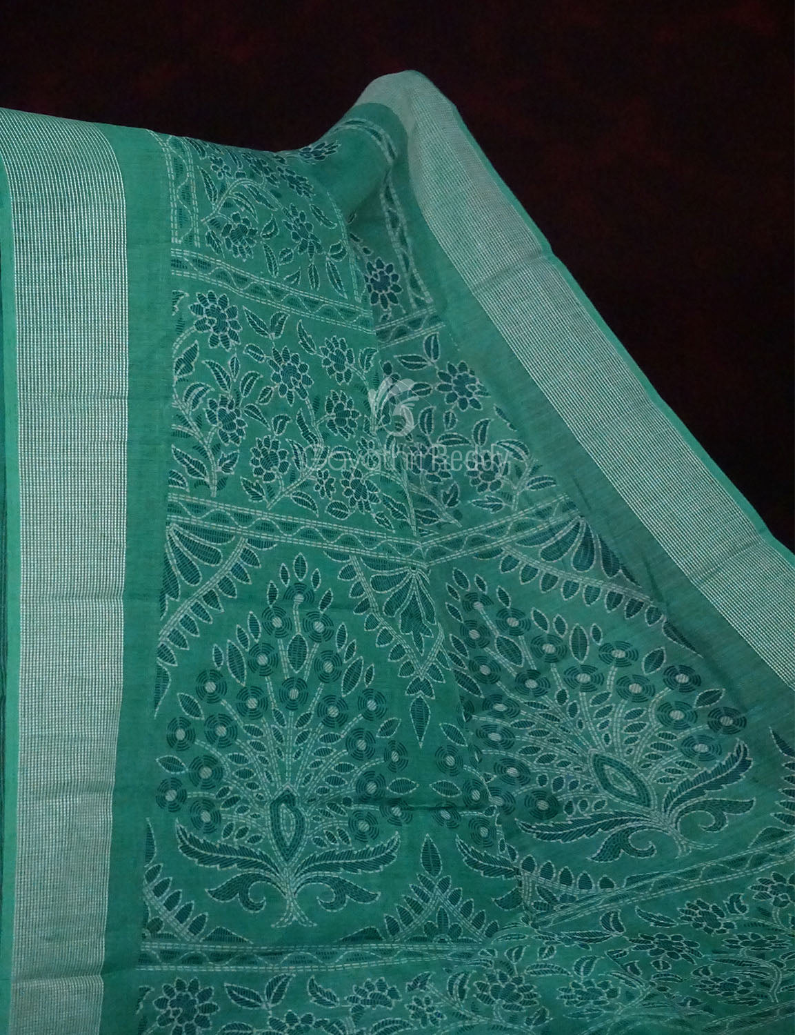 Sea Green Colour Printed Semi Chanderi Design Saree By Gayathri Reddy Designer Studio | Swadesiicart