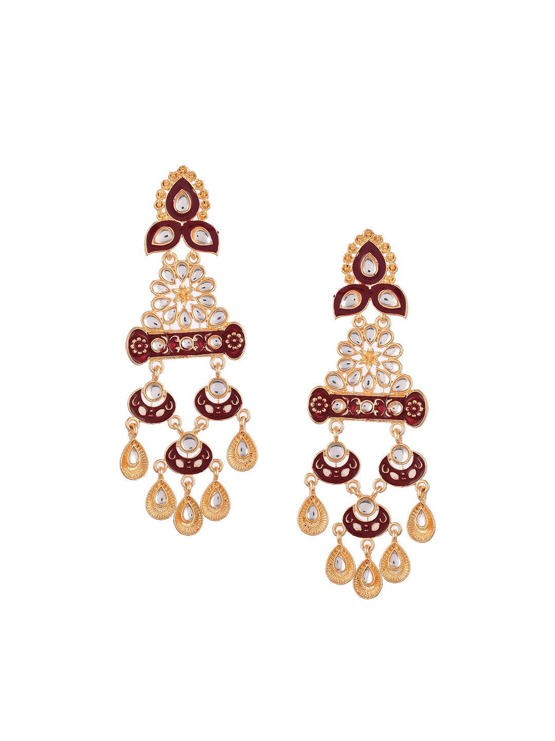 Shoshaa Red Contemporary Drop Earrings - Swadesiicart