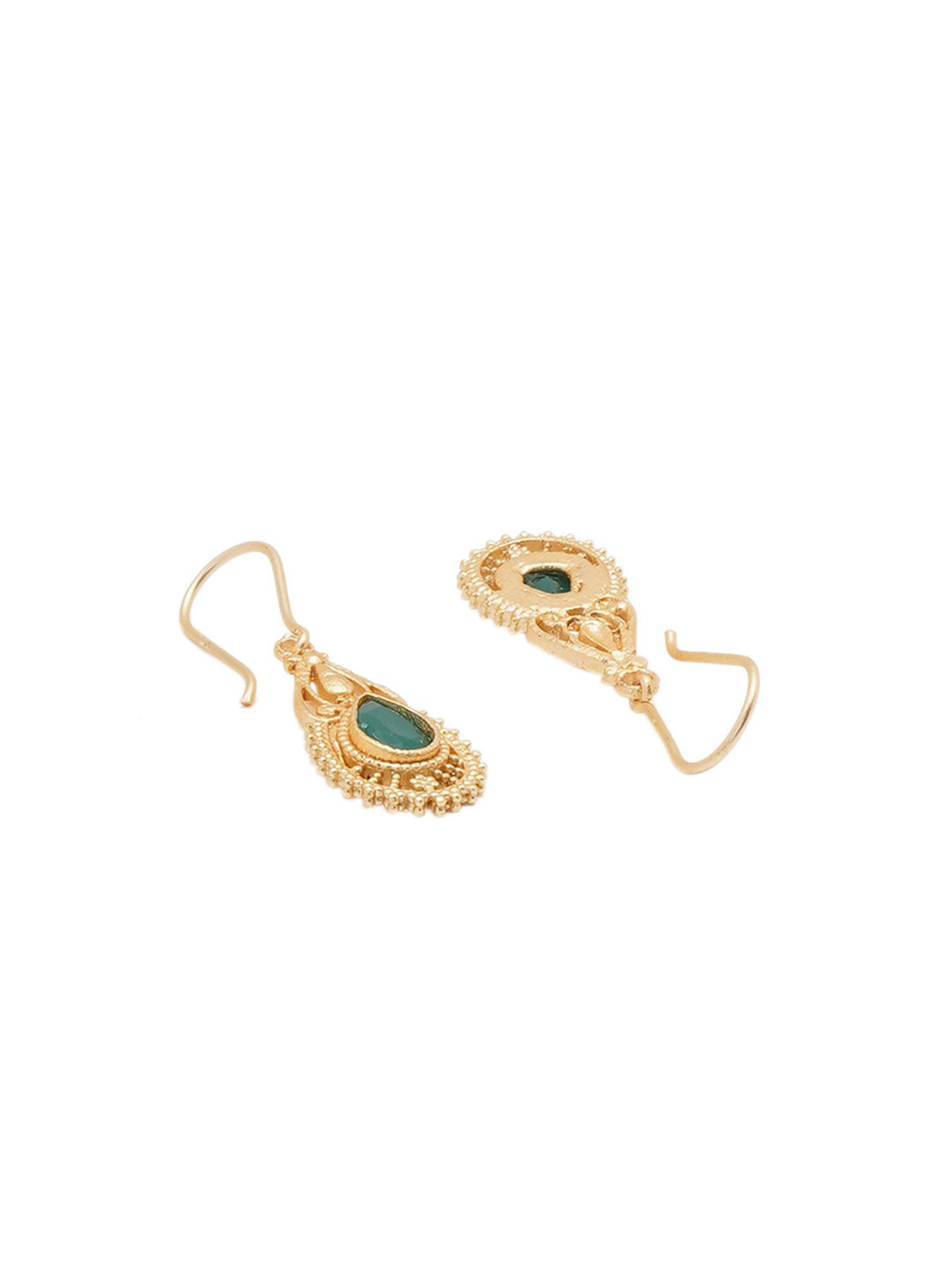 Shoshaa Green Gold-Polished Handcrafted Classic Drop Earrings | Swadesiicart