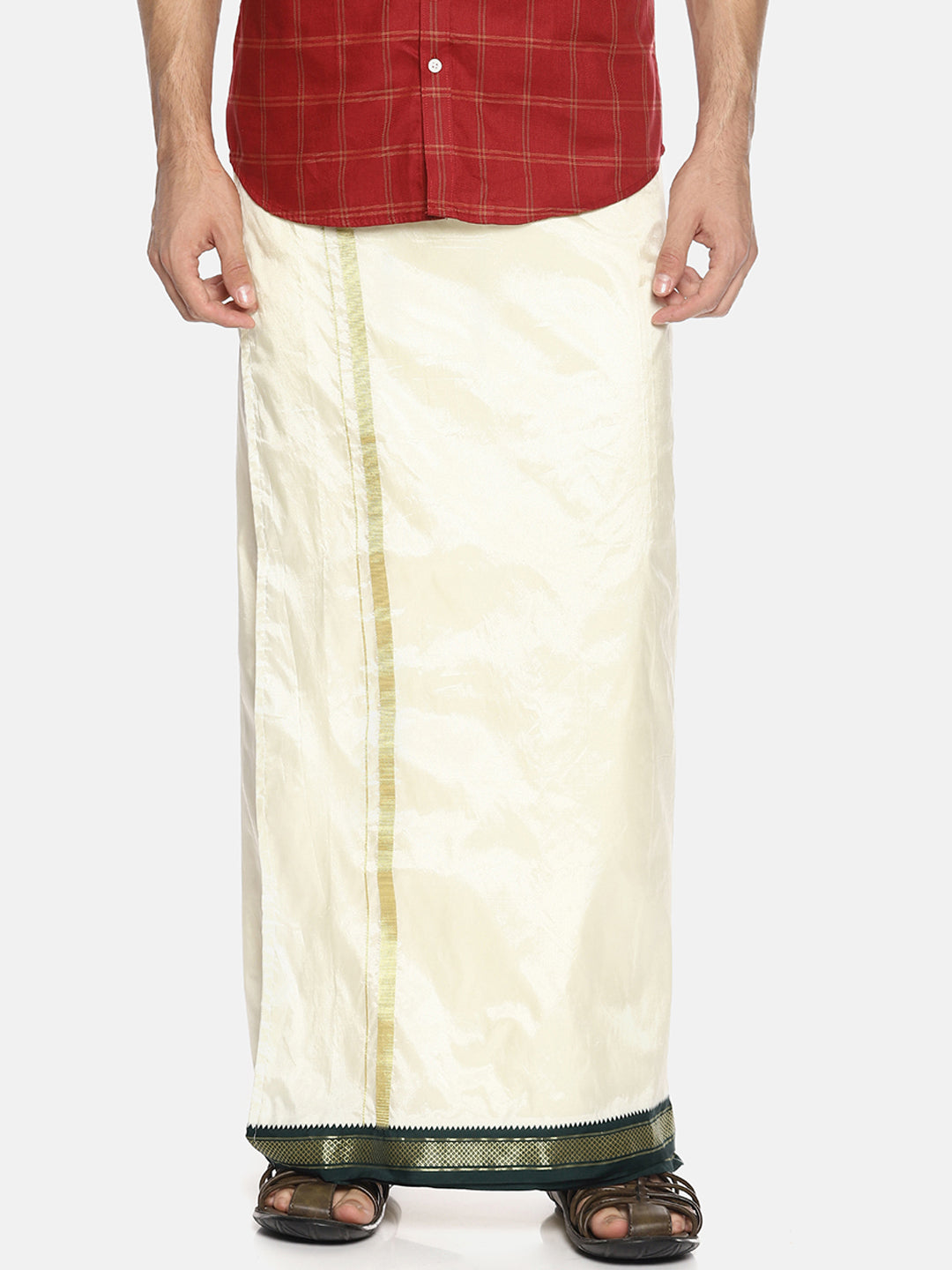 Sethukrishna Cream-Coloured Solid Readymade Dhoti For Men | Swadesiicart