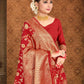 Vardha Crimson Red Woven Banarasi Saree | Swadesiicart
