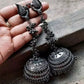 Tehzeeb Creations Women's Black Colour Oxidised Earrings In Jhumki Style | Swadesiicart
