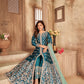 Anaita Teal Embroidered Art Silk Anarkali Suit