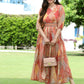 Juniper Multi Chiffon Festive Printed Flared Jump Suit For Women - Swadesiicart