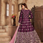 Anaita Purple Embroidered Art Silk Anarkali Suit